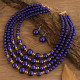 Multi-layer Blue Beads Bridal Wedding Jewelry Set for Women – Necklace & Earrings African-Inspired Gift