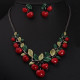Jewelry Set for Women Vintage Red Cherry Fruit Jewelry Set Chic Bridal Decoration Luxury