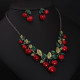 Jewelry Set for Women Vintage Red Cherry Fruit Jewelry Set Chic Bridal Decoration Luxury