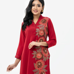 Red Georgette Straight Kameez